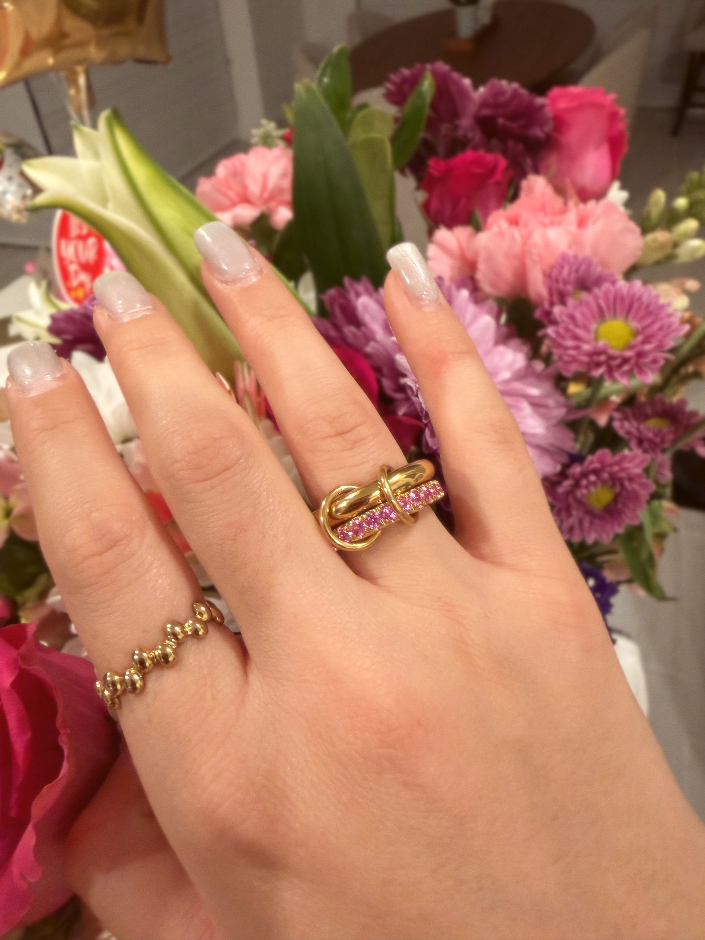 Golden Promise Ring - Pink