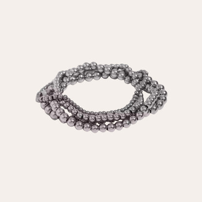 Beaded Bracelet Set - Silver